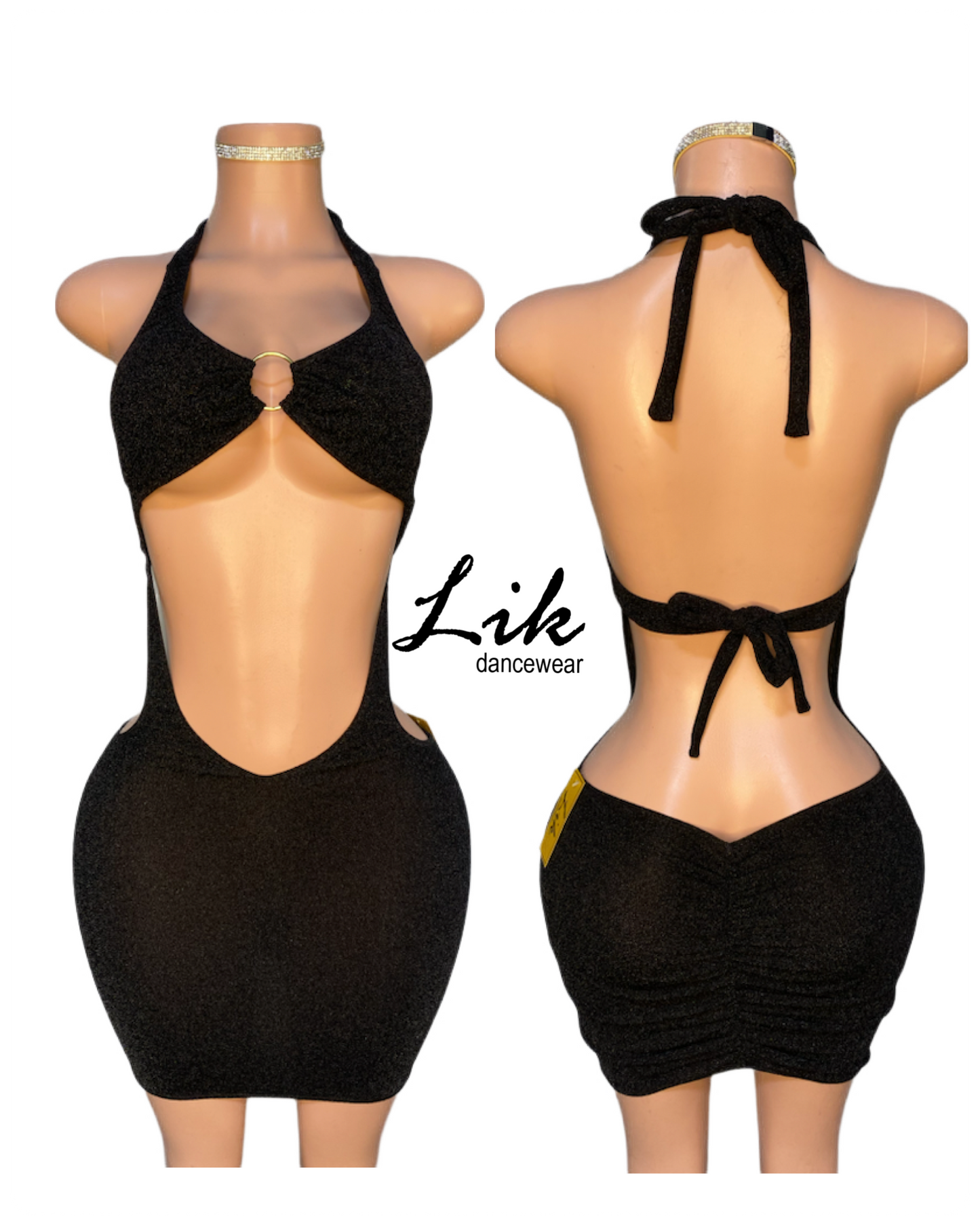 Glitter Rouched mini dress with Ring