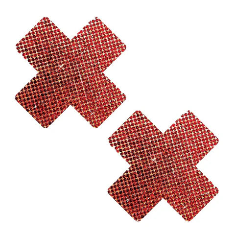 X bling pasties Rhinestone X shape pasties self stick