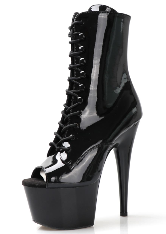 Open Toe Patent Leather Ankle Boot