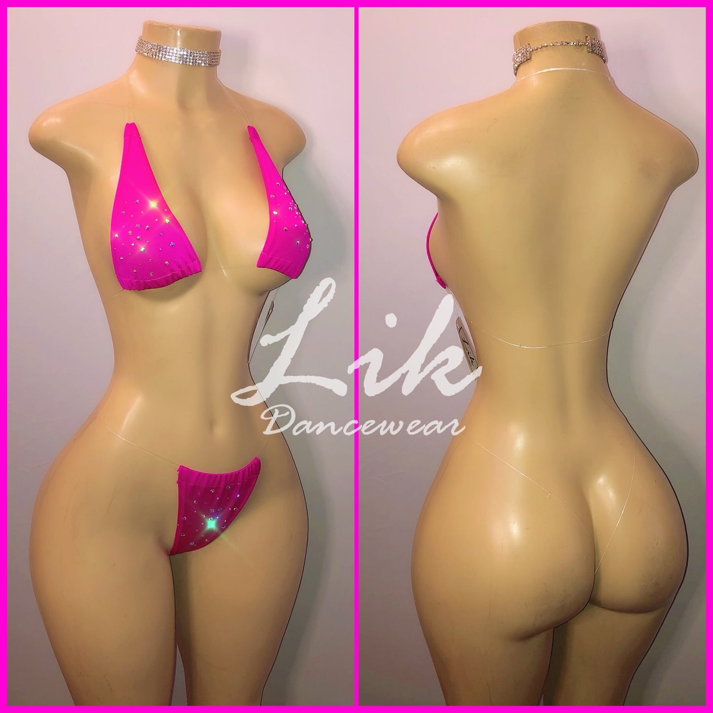 Naked Rhinestones micro bikini with clear strings