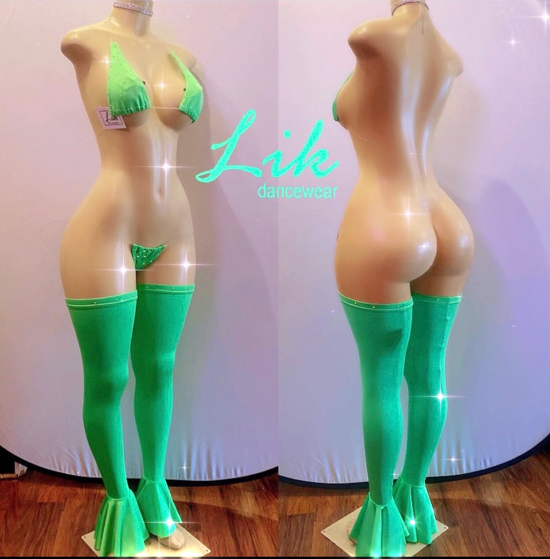 Naked Rhinestones micro bikini with clear strings