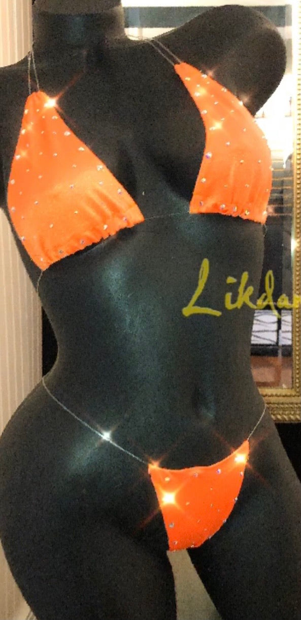 Naked Rhinestones micro bikini with clear strings