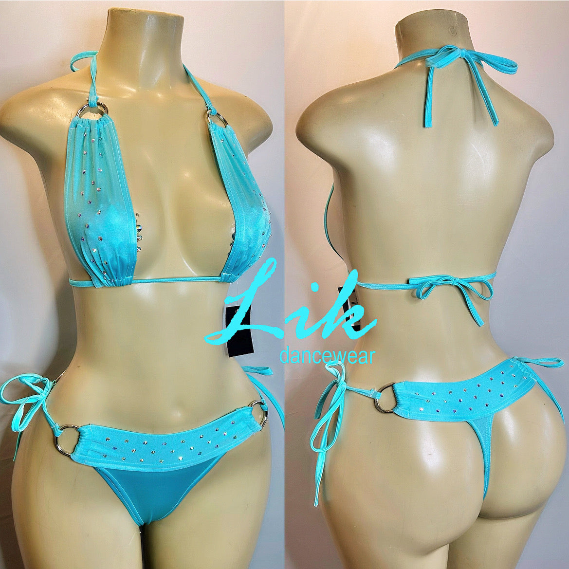 Wild Cherry rhinestone tie thong two piece stripper outfit