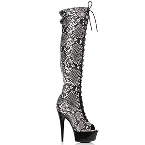 609-Zoe Snake skin thigh-high boot 6 inch platform heel stripperboots