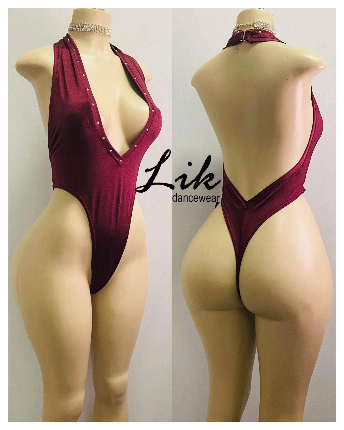 Julia high cut deep V bodysuit exotic dancer one piece