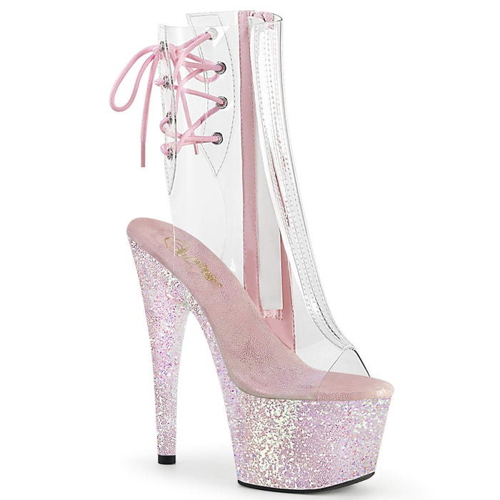 ADO1018C/C/OPG baby pink glitter 7 inch platform heel