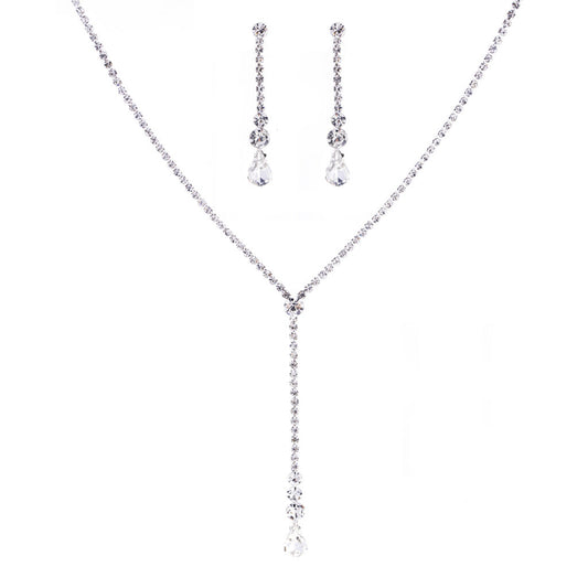Rhinestone Teardrop Necklace and Earring Set