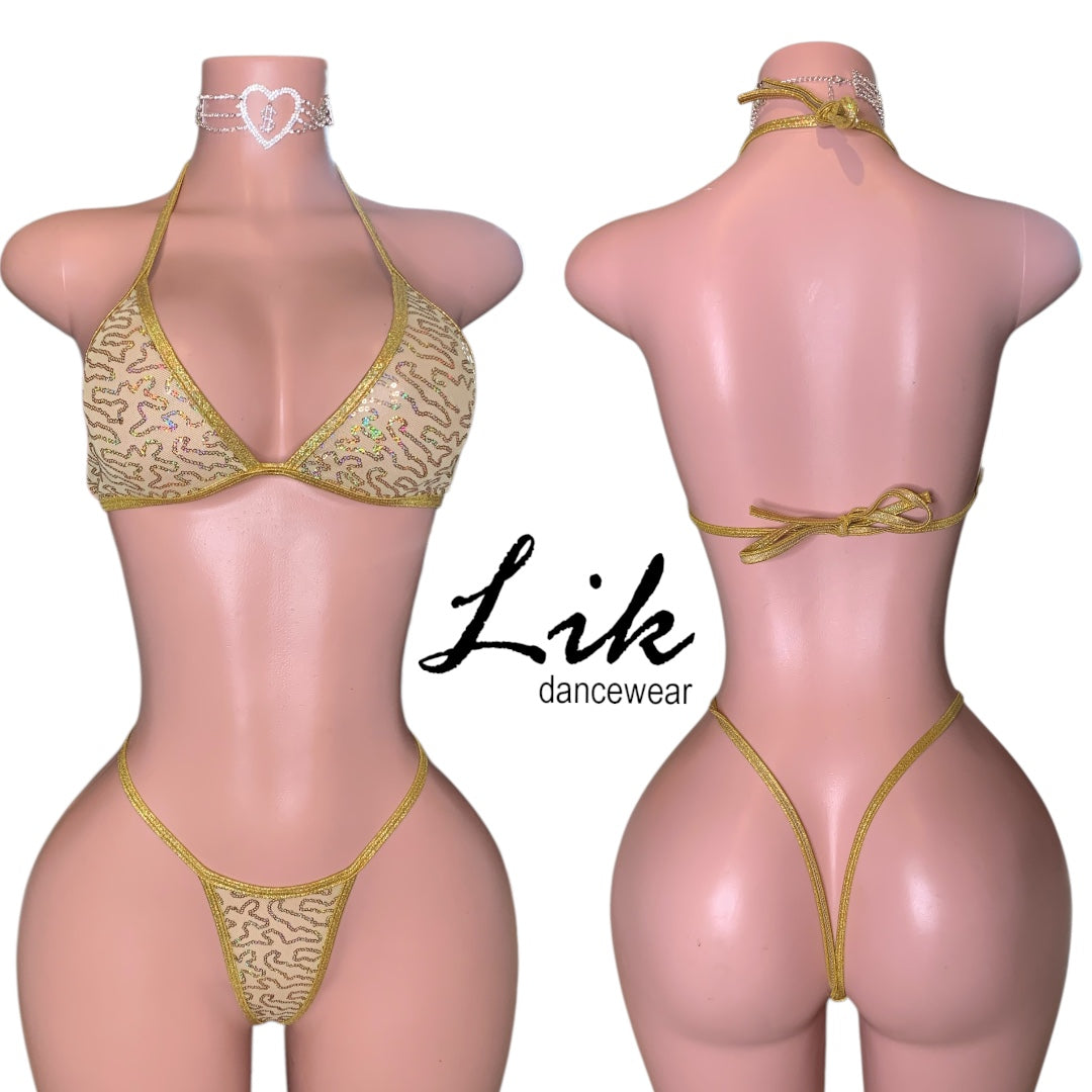 Golden Goddess Thong & Bra Set