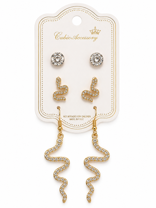 Dangle Rhinestone earrings snake