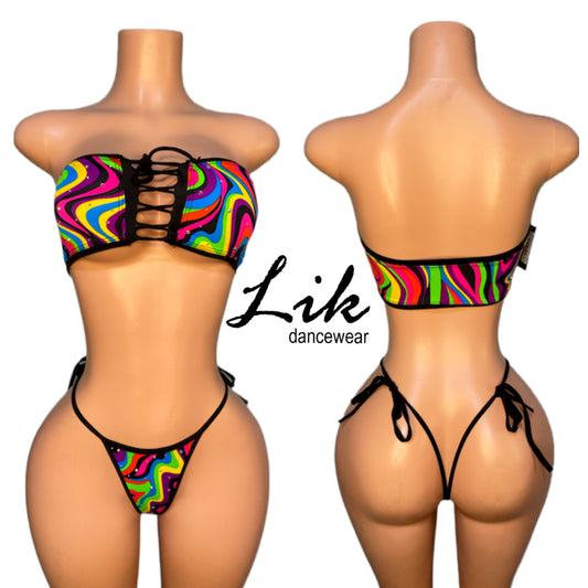 Spice lace up tube top with thong