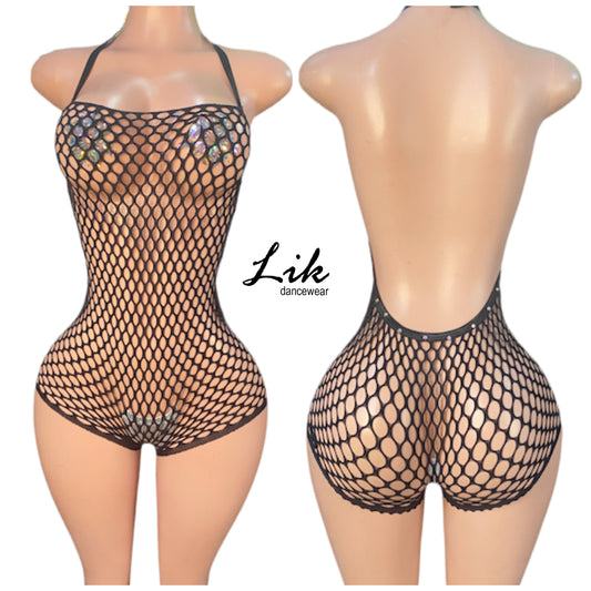 MOMO Fishnet Romper- Exotic Dancewear