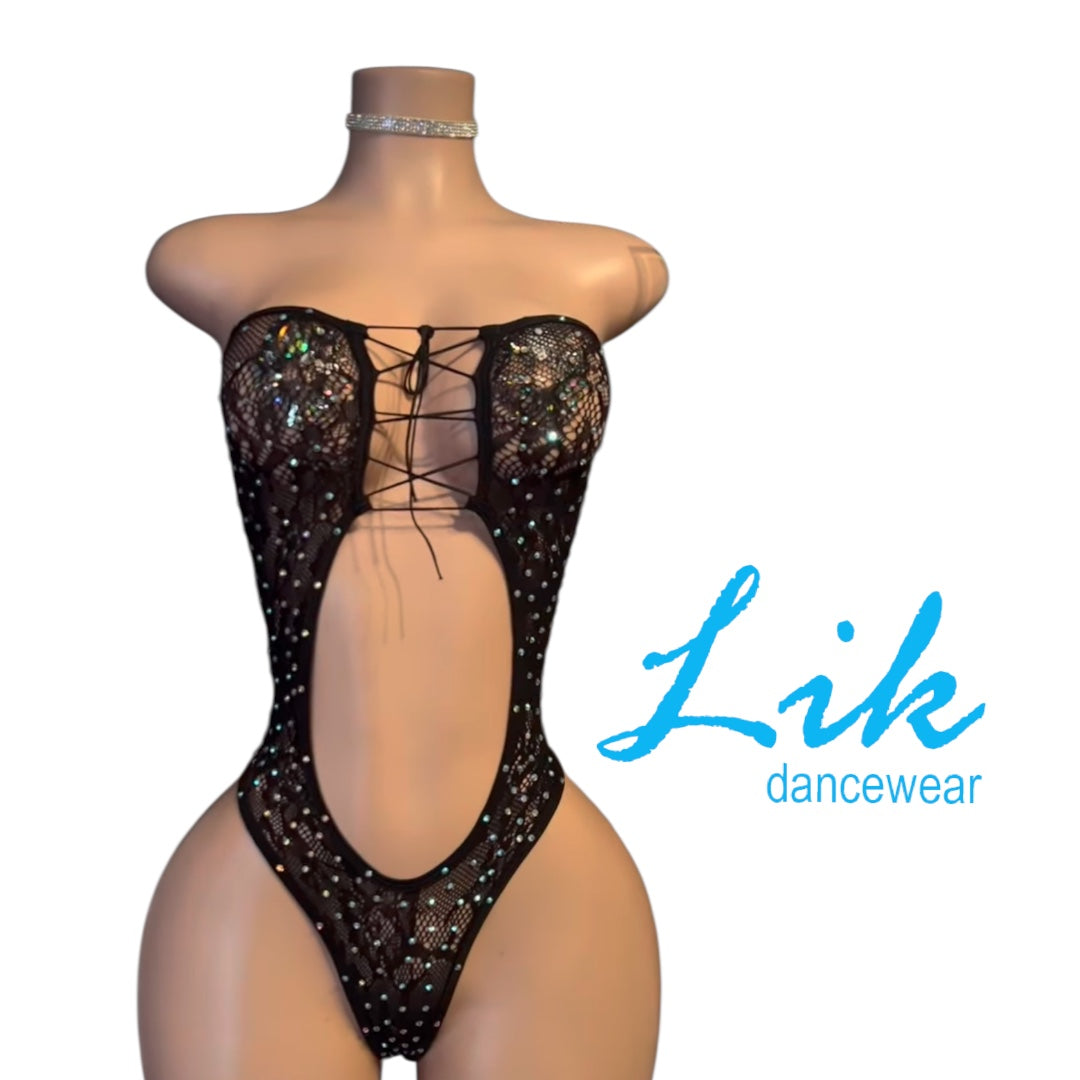 Strapless Lace up Romper