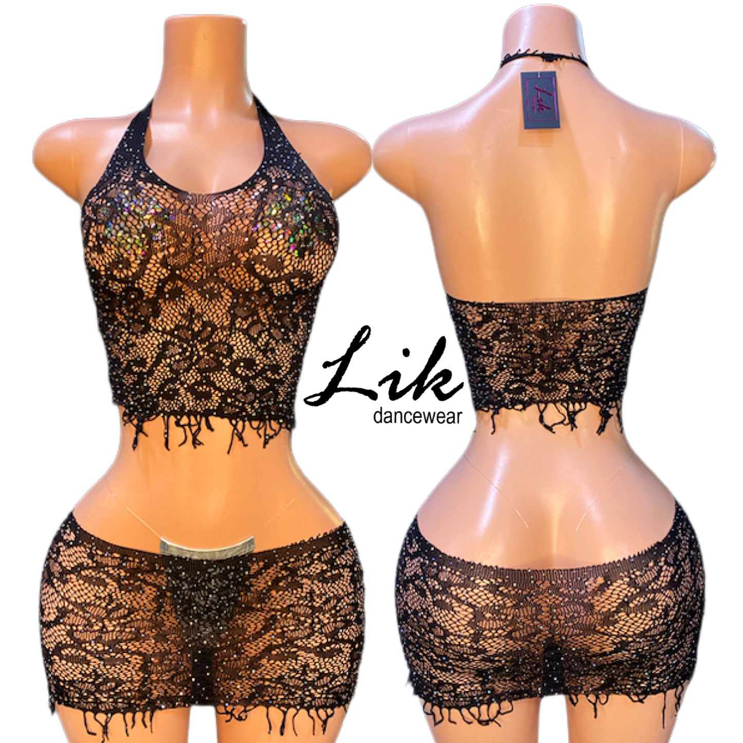 Exotic Dancewear CANDIE Fishnet skirt 2-piece set