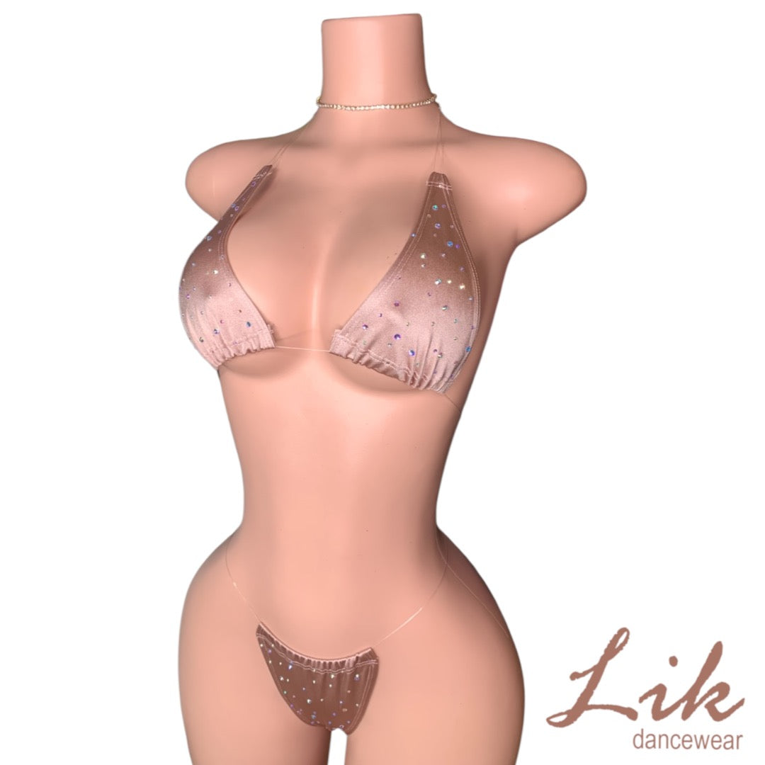NAKED RHINESTONES micro bikini with clear strings