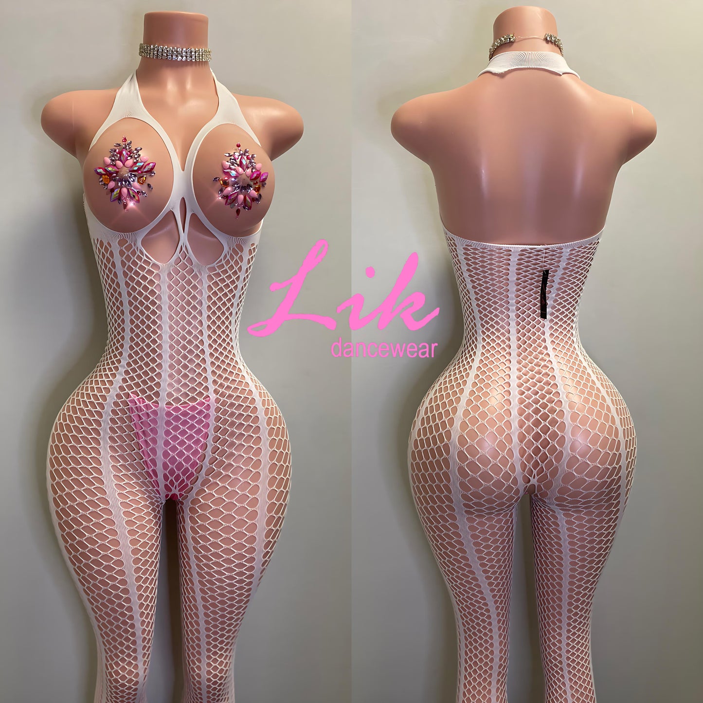 Shape cutout fishnet bodystocking