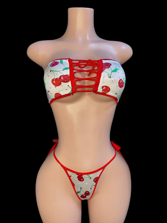 Spice lace up tube top with thong