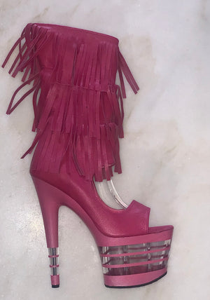 Hot Pink Leather Fringe Boot. 9