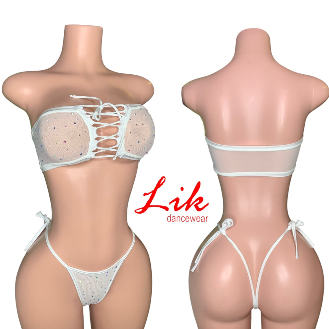 "SPICE" lace up tube top with thong