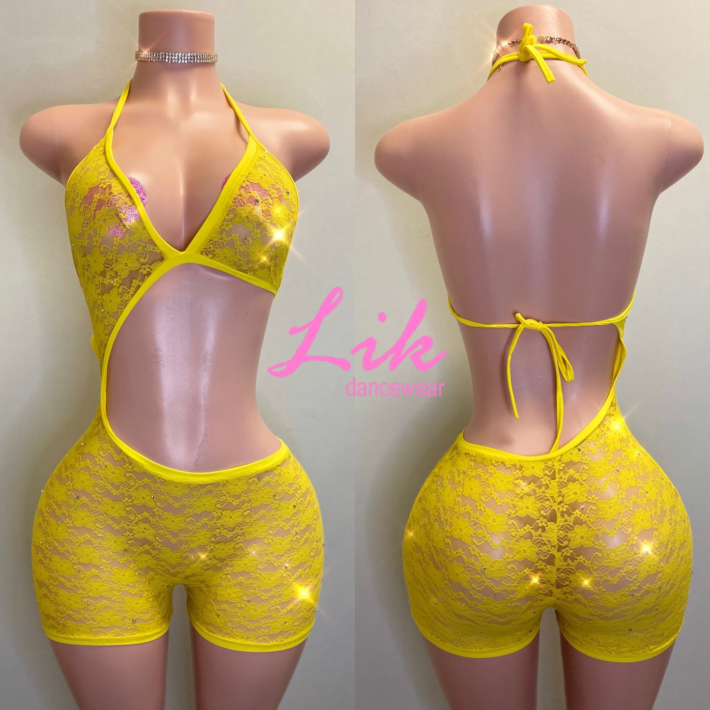 H.B.I.C asymmetrical mesh short romper for strippers or bottle girl outfits