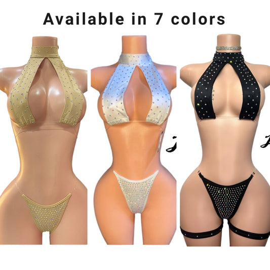 F1 clear strap thong two-piece set Exotic Dancewear