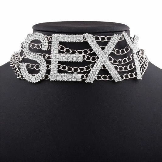 Rhinestone Sexy Statement Choker