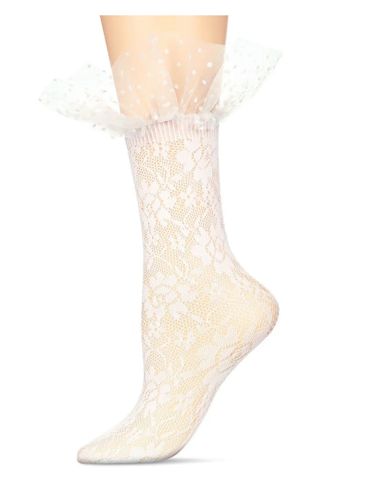 Floral Lace Ruffle Ankle Stocking