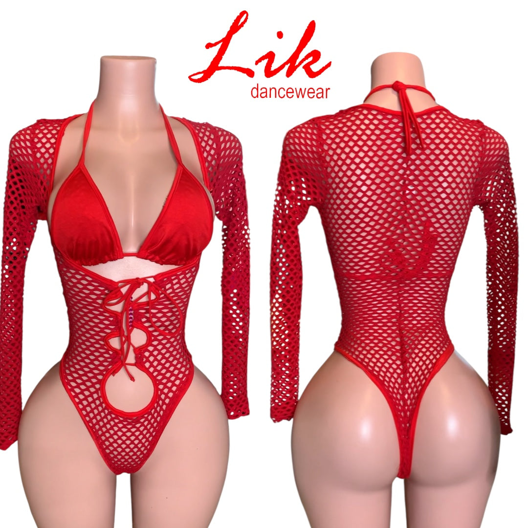 DaDon Long Sleeved Fishnet Exotic Dancewear