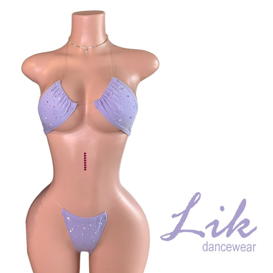 Naked Rhinestones micro bikini with clear strings
