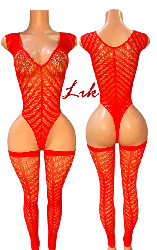 Chevron Striped Teddy w/ Leg Pcs