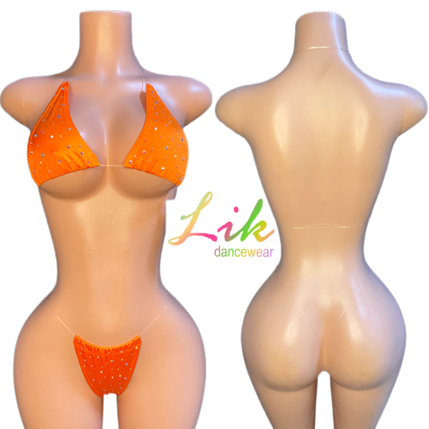 Naked Rhinestones micro bikini with clear strings