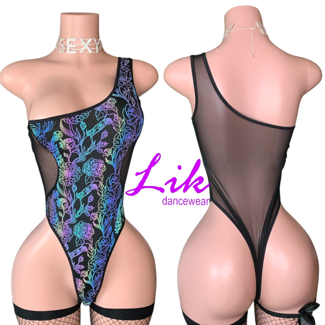 Luminescent Glow Print One Shoulder Teddy