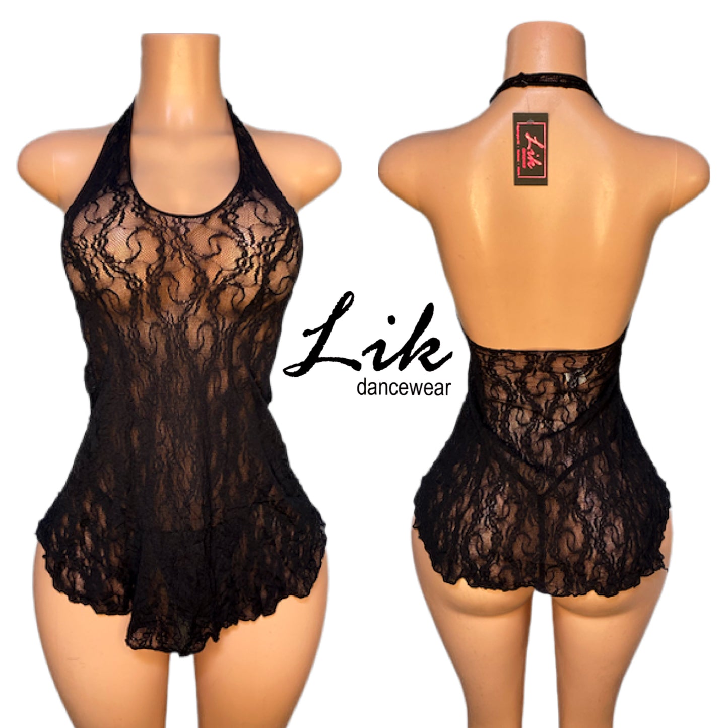 Halter Bow Lace Mini Dress