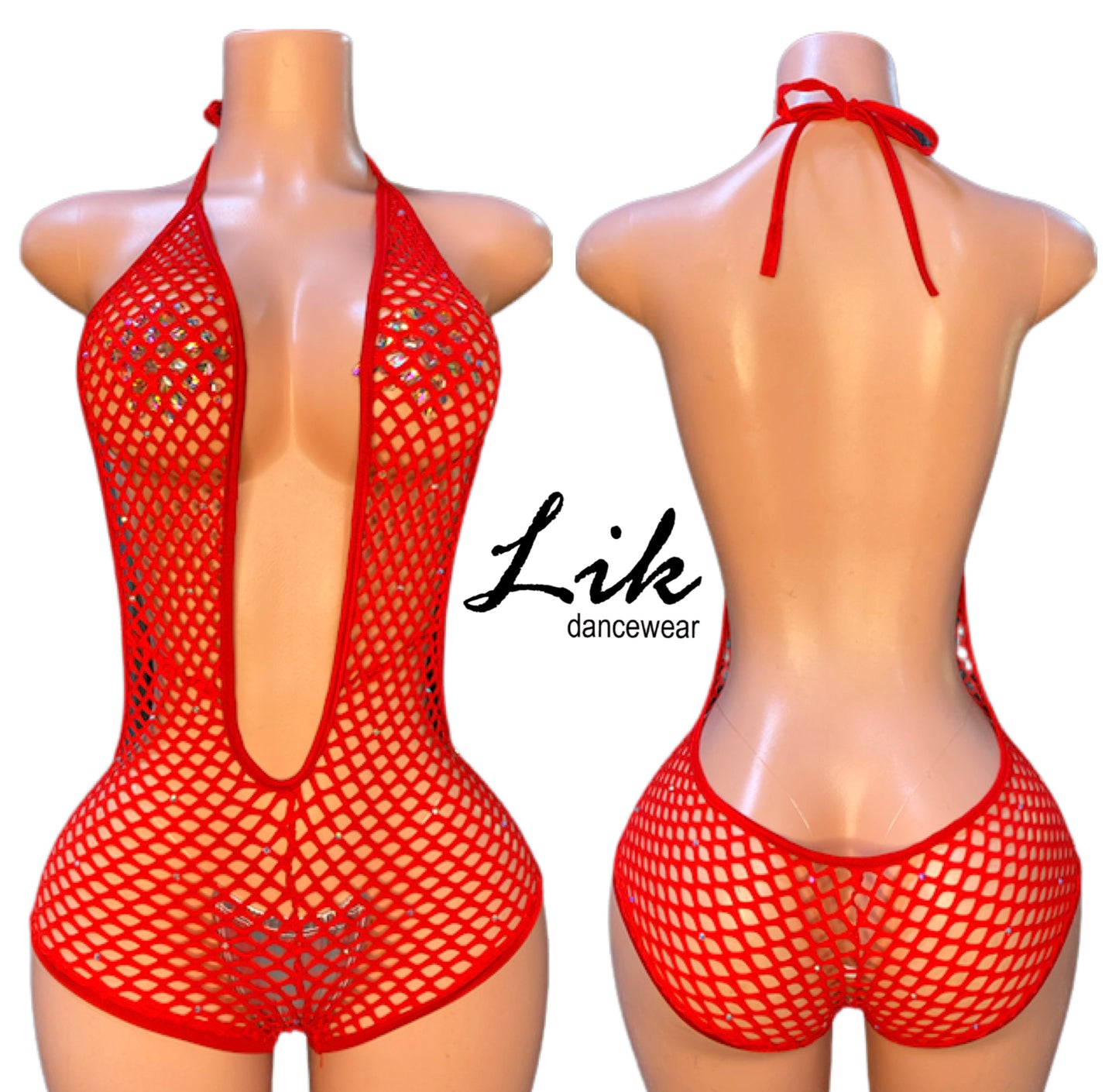 Fishnet Stripper Romper Halter