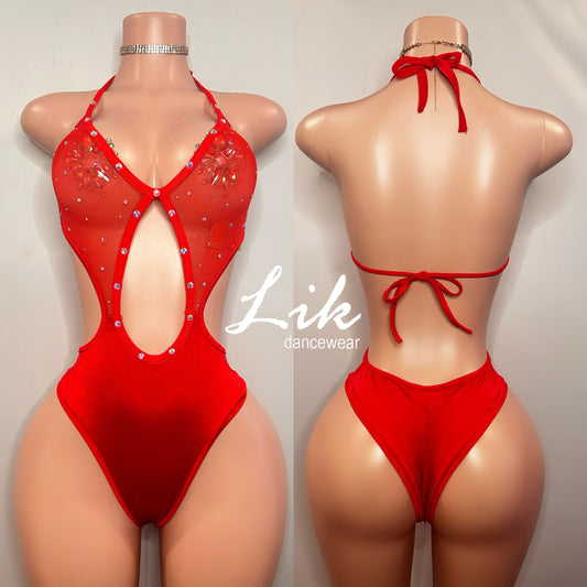 SICILY one piece sheer stripper or bottle girl outfit