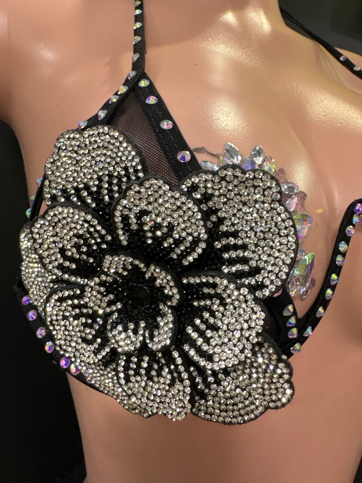 One of One Black Dancewear three piece rhinestone set