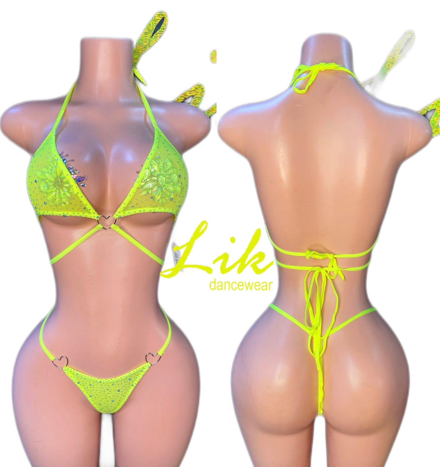 Heartbreaker sexy two piece rhinestone bikini set