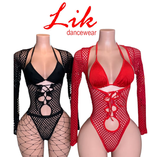 DaDon Long Sleeved Fishnet Exotic Dancewear