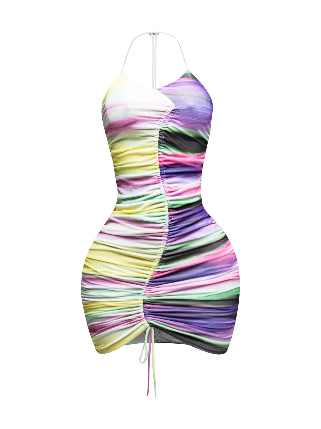 Ruched Printed Clubwear Tank Dress