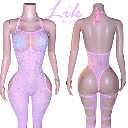 Fierce Rhinestone and Lace Body suit