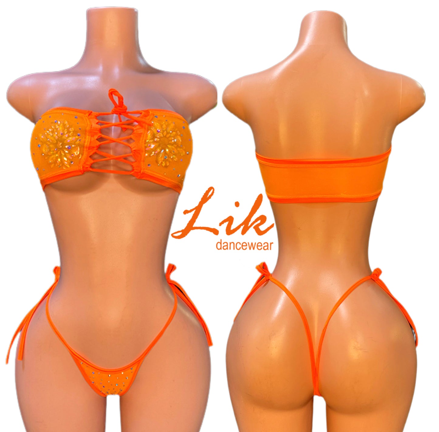 "SPICE" lace up tube top with thong