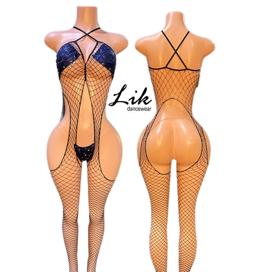 Diamond Net Suspender Bodystocking