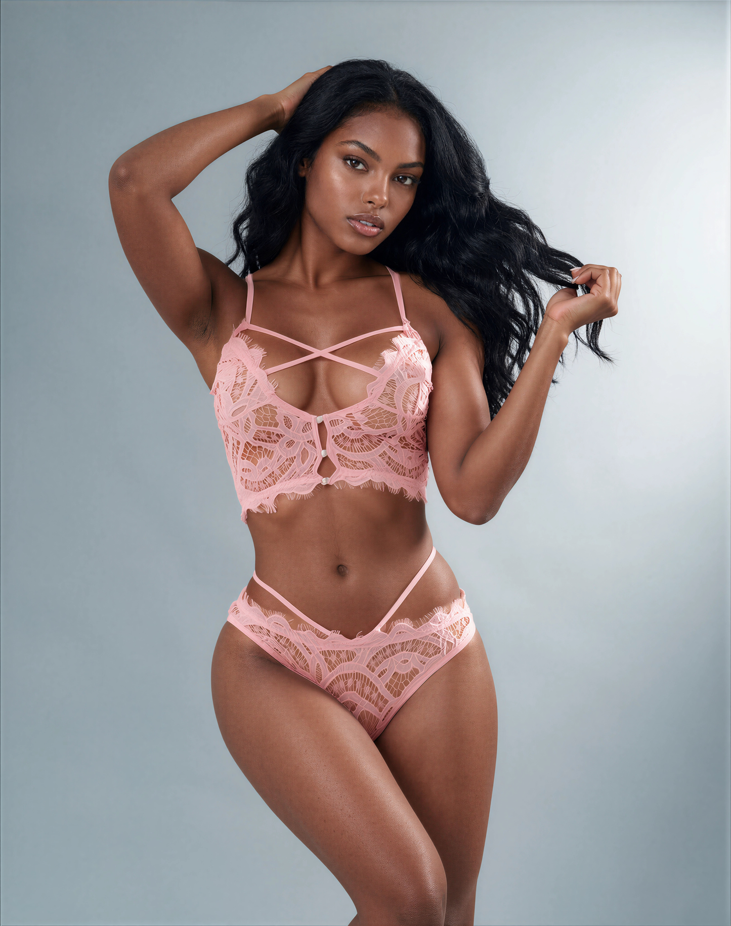 Lace Lingerie Two piece in pink