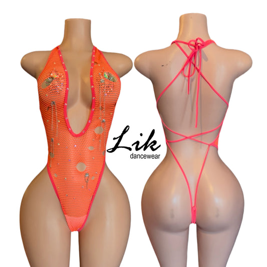 Baddie mesh romper with chains