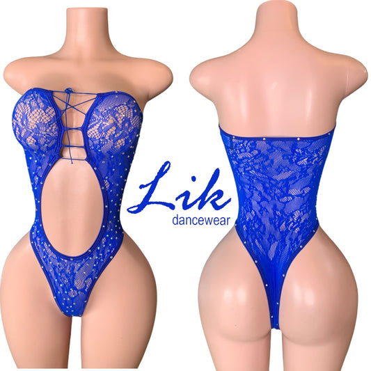 Strapless Lace up Romper