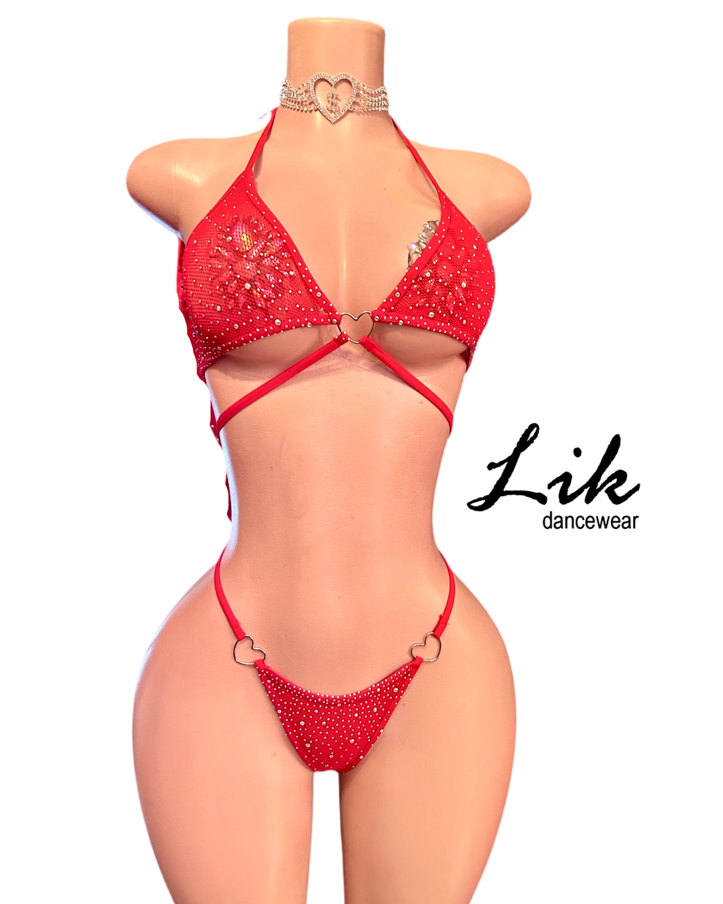 Heartbreaker sexy two piece rhinestone bikini set