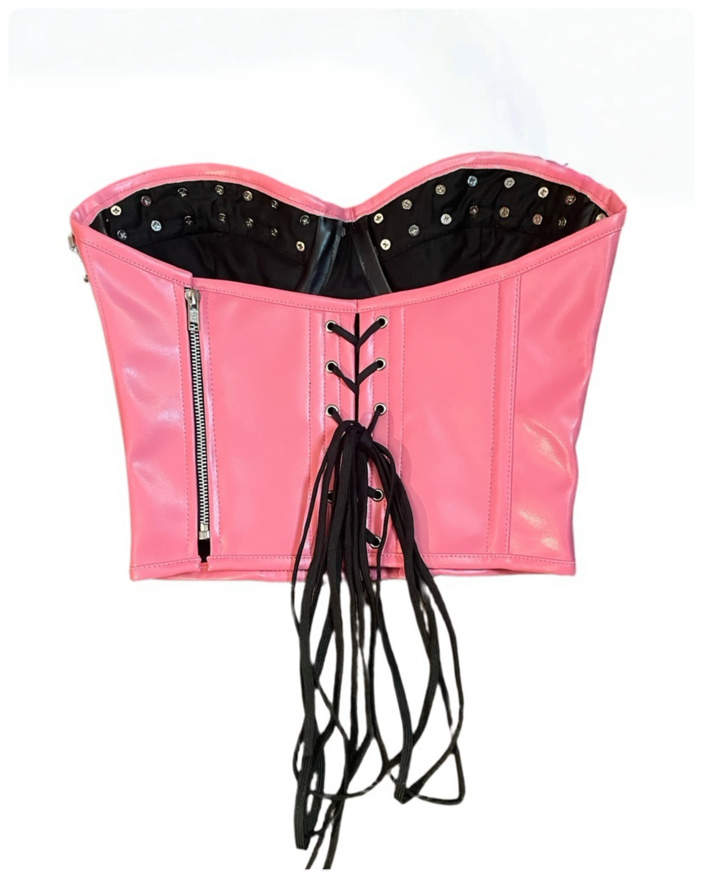 Spike and Chain Leather Corset Pink