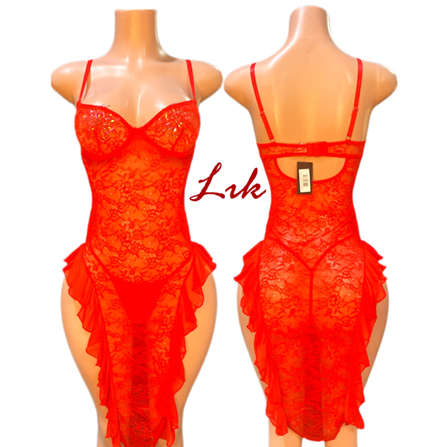 Lace Ruffle Asymmetrical Gentlemen Club Dress Fuego