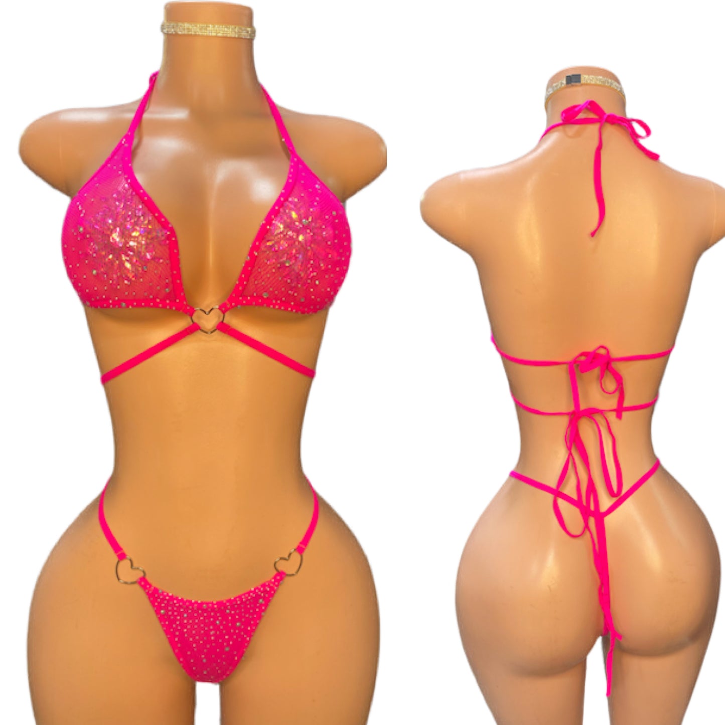 Heartbreaker sexy two piece rhinestone bikini set