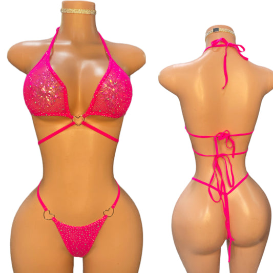 Heartbreaker sexy two piece rhinestone bikini set