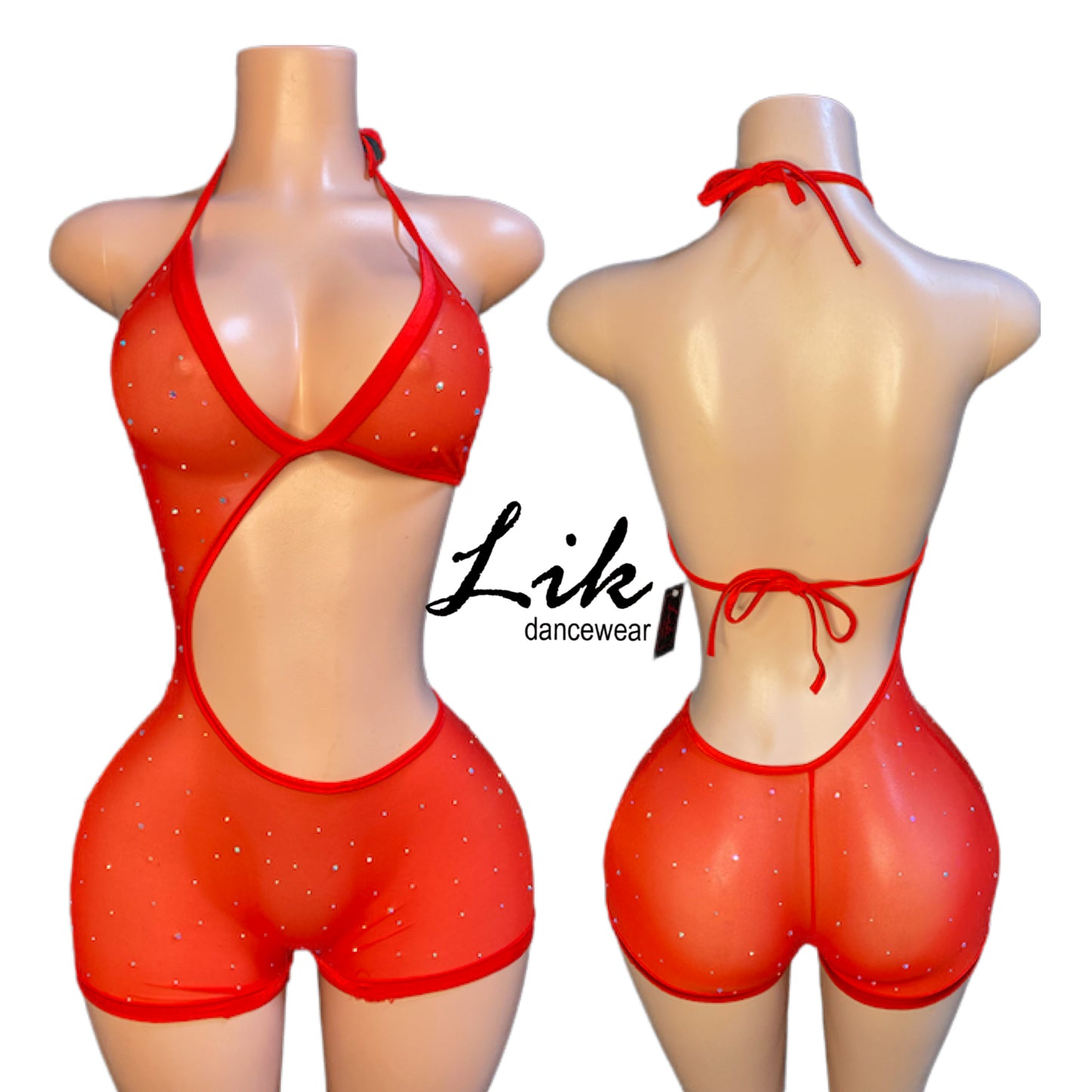 H.B.I.C asymmetrical mesh short romper for strippers or bottle girl outfits